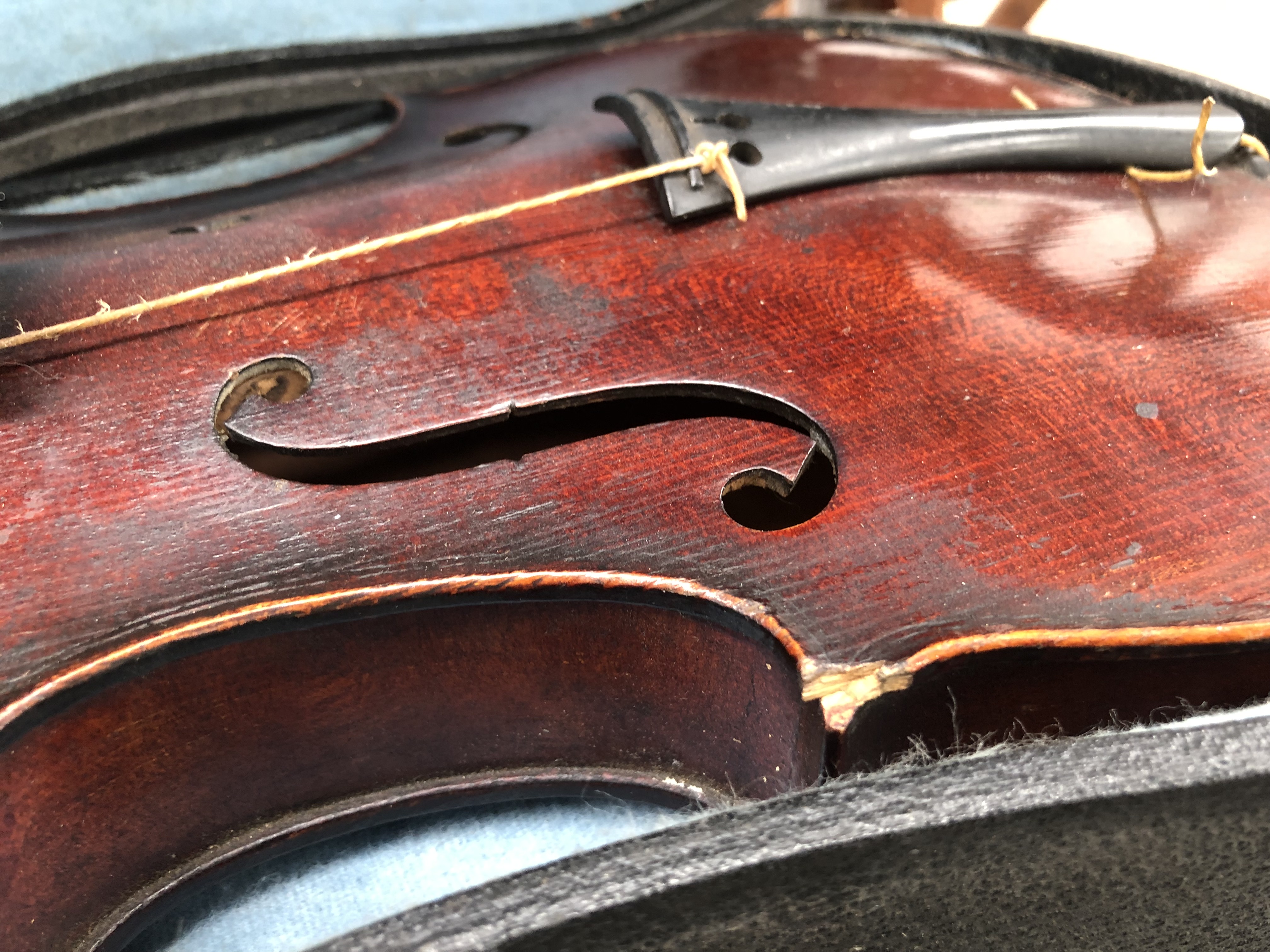 A CASED VIOLIN LABELLED MEDIO FINO, THE BACK. 33cms. - Image 6 of 13