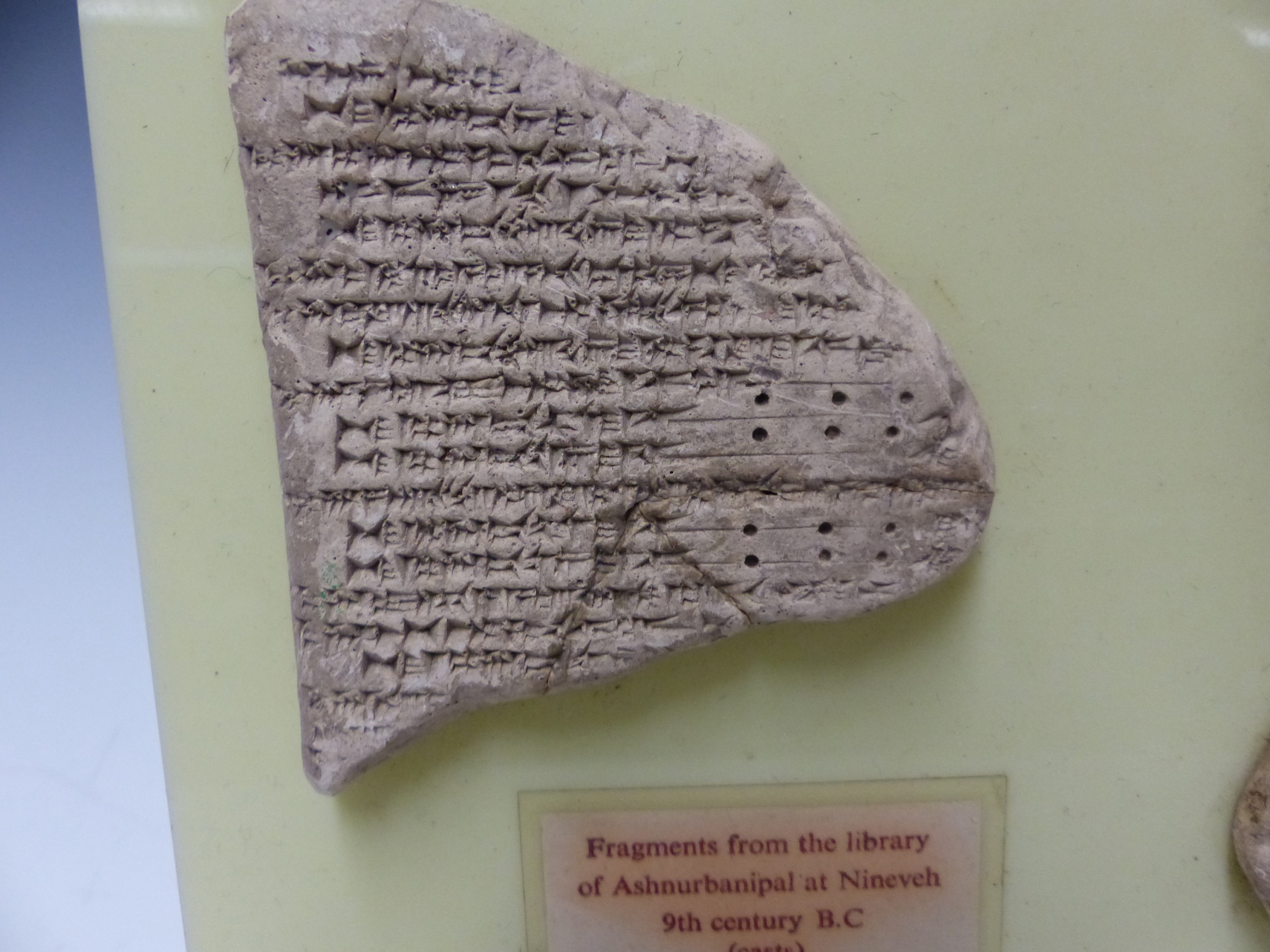 THREE CUNEIFORM PLASTER CASTS FROM THE LIBRARY OF ASHNURBANIPAL, NINEVEH, MOUNTED ON A YELLOW - Image 4 of 5