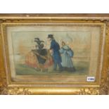 AN EARLY 19th C. HAND COLOURED CARICATURE PRINT. A SKETCH AT BRIGHTON. 26 x 37cms