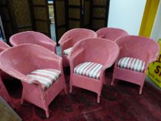 EIGHT VINTAGE PAINTED LLOYD LOOM ARMCHAIRS WITH SQUAB SEATS (8)