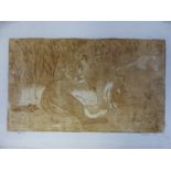 OROVIDA PISSARO (1893-1968) ARR. PLAYFUL LIONS, PENCIL SIGNED SOFT GROUND ETCHING. 21 x 34cms