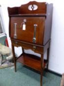 AN ARTS AND CRAFTS MAHOGANY LADIES WRITING DESK IN THE LIBERTY STYLE, FITTED INTERIOR H 126 x W 60 x