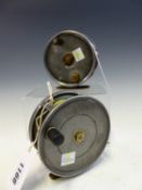 AN ARMY AND NAVY 4 INCH FISHING REEL TOGETHER WITH A 4 1/4 INCH FISHING REEL
