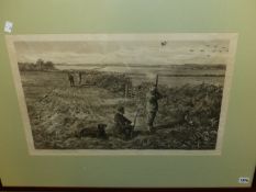 AFTER ARCHIBALD THORBURN (1860-1935) A VINTAGE PENCIL SIGNED SHOOTING PRINT. 39 x 59cms