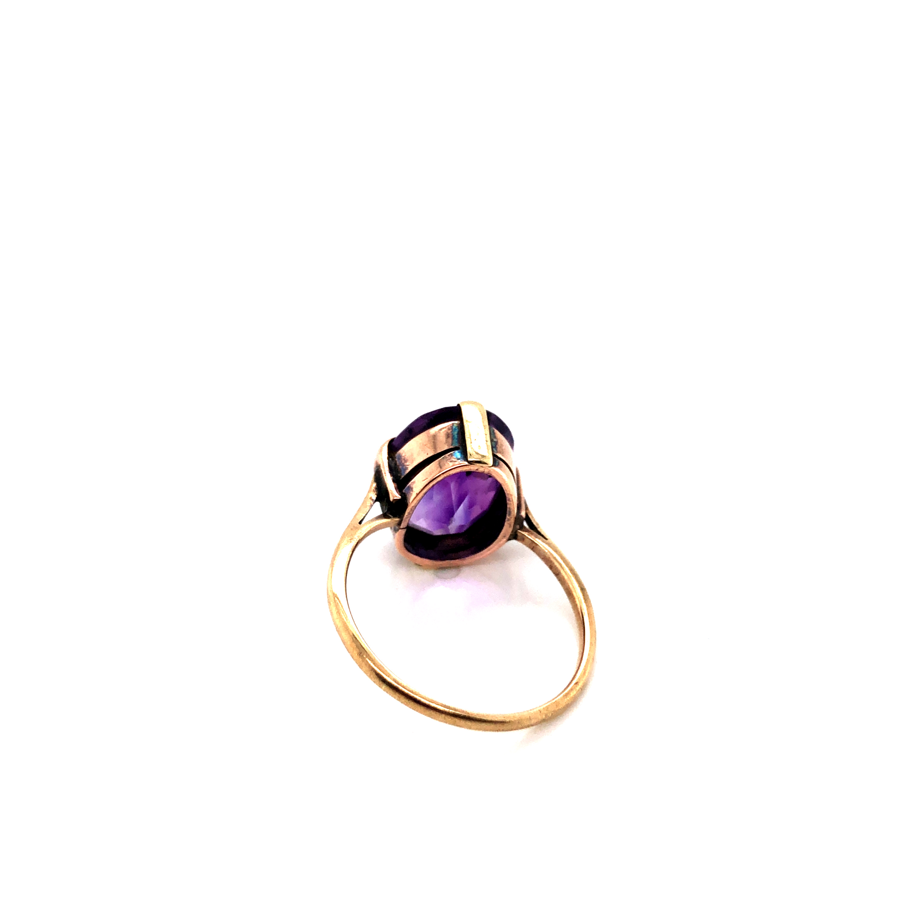 A 9ct HALLMARKED GOLD AMETHYST AND DIAMOND DRESS RING, TOGETHER WITH AN OVAL CUT SINGLE STONE FOUR - Image 5 of 7