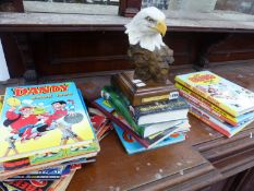 DANDY ANNUALS AND MAGAZINES, TOGETHER WITH BEANO ANNUALS, DICKIE BIRD BOOKS AND AN AMERICAN EAGLE