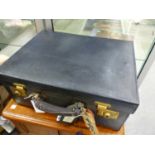 A BLUE LEATHER VANITY CASE CONTAINING AN ELECTROTYPE CASKET AND VARIOUS ELECTROPLATE AND ,