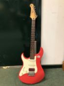 PACIFICA YAMAHA STRATOCASTER LEFT-HANDED ELECTRIC GUITAR WITH REPLACEMENT HUMBUCKER STYLE PICKUP