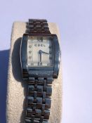 A EBEL TARAWA LADIES WATCH, WITH STAINLESS STEEL BI FOLDING STRAP AND STAINLESS STEEL CASE, MOTHER