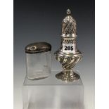 A BALUSTER SILVER SUGAR CASTER BY SAMUEL WALTON SMITH, BIRMINGHAM 1892, SPIRALLY FLUTED AND