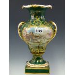 A 19th C. ITALIAN PORCELAIN BALUSTER VASE PAINTED WITH TWO VIEWS OF THE GRAND CANAL VENICE, ONE