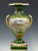 A 19th C. ITALIAN PORCELAIN BALUSTER VASE PAINTED WITH TWO VIEWS OF THE GRAND CANAL VENICE, ONE