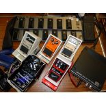 A COLLECTION OF GUITAR EFFECTS PEDALS, ROLAND FC-200 MIDI FOOT CONTROLLER, THREE BOSS PEDALS - DS-1,