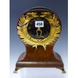 A 19th C. OAK BALLOON CASED CLOCK BY ACHILLE BROCOT STRIKING ON A BELL, THE BLACK DIAL WITH GILT