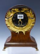 A 19th C. OAK BALLOON CASED CLOCK BY ACHILLE BROCOT STRIKING ON A BELL, THE BLACK DIAL WITH GILT