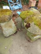 A GROUP OF THREE ANTIQUE STADDLE STONES