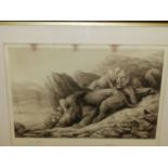 FRED THOMAS SMITH (19th/20th C. ENGLISH SCHOOL) PAIR OF VINTAGE PRINTS OF LIONS, PENCIL SIGNED. 55 x