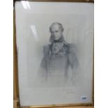 A VINTAGE PORTRAIT PRINT REPUTEDLY OF THE HONOURABLE GEORGE FORTESCUE WITH PERSONAL INSCRIPTION.