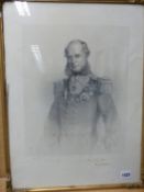 A VINTAGE PORTRAIT PRINT REPUTEDLY OF THE HONOURABLE GEORGE FORTESCUE WITH PERSONAL INSCRIPTION.