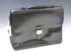 A BLACK LEATHER DUNHILL COMPUTER / BRIEF CASE. HARRODS REFERENCE NUMBER YR6040A.