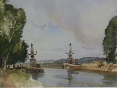 SIR WILLIAM RUSSELL FLINT (1880-1969) THE PORT CANAL, BRIARE, LOIRE, SIGNED, WATERCOLOUR, GALLERY