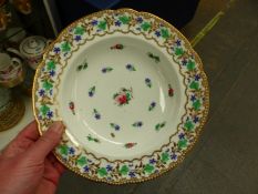 -A 19th C. ENGLISH PART SERVICE, POSSIBLY COALPORT, EACH PIECES PAINTED AND GILT WITH A CHAIN OF