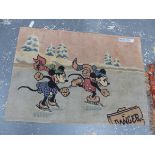 A VINTAGE ORIENTAL MICKEY MOUSE RUG 149 x 106 cms