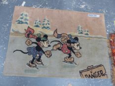 A VINTAGE ORIENTAL MICKEY MOUSE RUG 149 x 106 cms