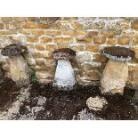 THREE STADDLE STONES HEIGHTS 85, 80 AND 33 cms. VIEWING FOR THIS ITEM IS BY APPOINTMENT ONLY, AND