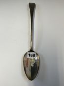 A GEORGE III SILVER OLD ENGLISH PATTERN BASTING SPOON BY THOMAS PEACOCK, LONDON 1814, BEARING