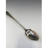 A GEORGE III SILVER OLD ENGLISH PATTERN BASTING SPOON, LONDON 1787, INITIALLED GSEW. WEIGHT 45g