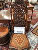 DESCHAMPS & Co., MADRAS, A 19th C. ROSEWOOD NURSING CHAIR WITH THE BACK AND DROP IN SEAT SURROUND