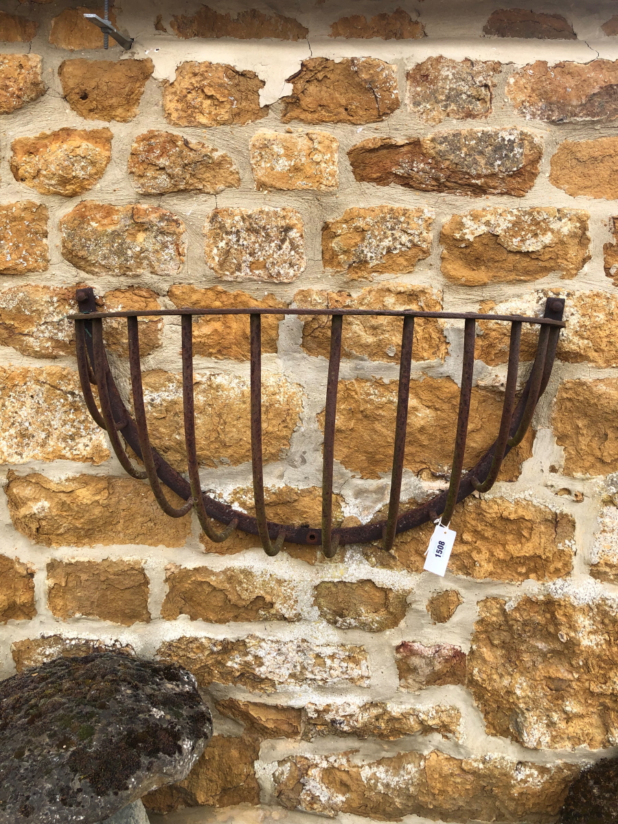 TWO WROUGHT IRON MANGERS 85 x 42 x 46 cms AND 75 x 35 x 38 cms. VIEWING FOR THIS ITEM IS BY