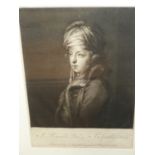 AN ANTIQUE PORTRAIT PRINT AFTER SIR JOSHUA REYNOLDS OF GUISEPPE MARCHI, COLNAGHI LABEL VERSO. 34 x