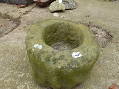 A EARLY STONE MORTAR POSSIBLY SCOTTISH