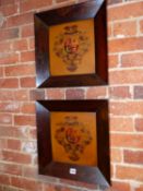 A PAIR OF ROSEWOOD FRAMED PAINTED ARMORIAL PANELS FOR THE DUKE OF CLARENCE AFTERWARDS KING WILLIAM