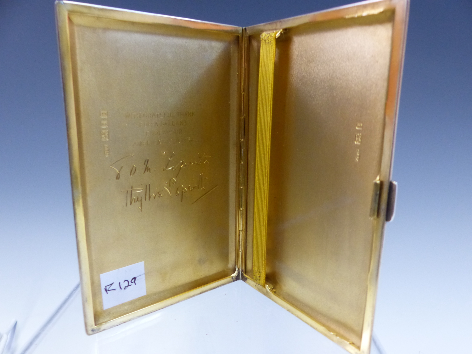 1934 AMERICAS CUP INTEREST, A GIFT SILVER CIGARETTE CASE BY PAGET AND BRAHAM, LONDON 1934, TO GERALD - Image 3 of 7