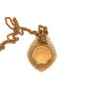 AN ANTIQUE VICTORIAN 22ct GOLD FULL SOVEREIGN COIN DATED 1889 IN A 9ct HALLMARKED GOLD PENDANT MOUNT