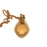 AN ANTIQUE VICTORIAN 22ct GOLD FULL SOVEREIGN COIN DATED 1889 IN A 9ct HALLMARKED GOLD PENDANT MOUNT