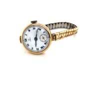 A VINTAGE 9ct GOLD HALLMARKED LADIES OMEGA MANUAL WOUND WATCH. THE REVERSE INSIDE CASE HALLMARKED