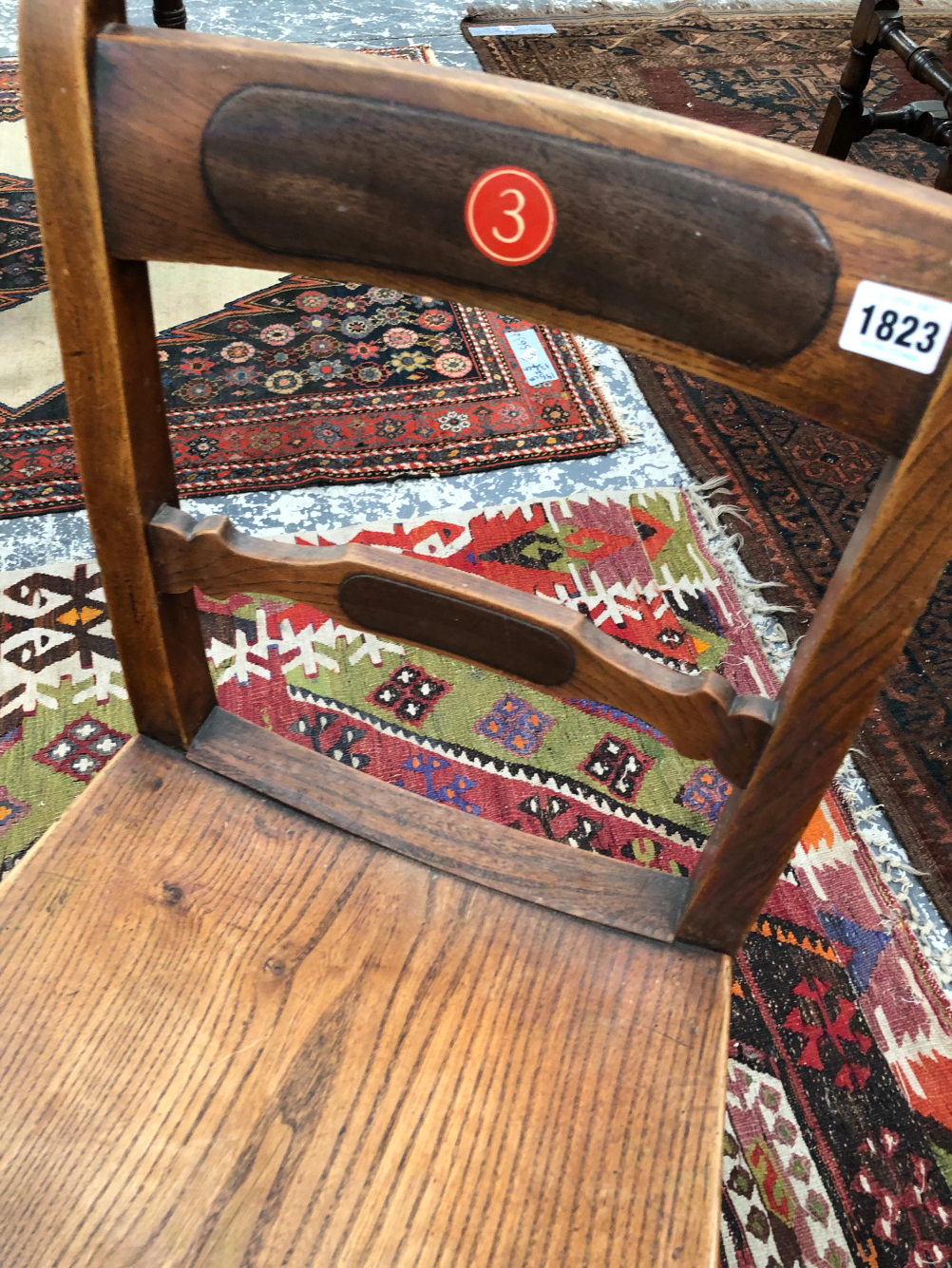 A SET OF SIX 19th. C. ELM CHAIRS, THE BAR BACKS AND TOP RAILS WITH ROSEWOOD BATONS, THE TOP RAILS - Image 3 of 7