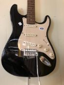 SQUIRE STRATOCASTER ELECTRIC GUITAR AND FENDER FRONTMAN 15R AMP