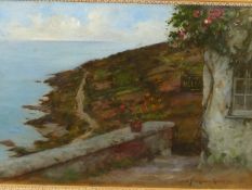 ALBERT CHEVALLIER TAYLER (1862-1925) COASTAL VIEW, CORNWALL, SIGNED AND DATED 1899, OIL ON PANEL. 25