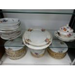 A 19th C. SPODE 1943 PATTERN PART SERVICE, EACH MOULDED RIM PAINTED WITH THREE SPRAYS OF FLOWERS,