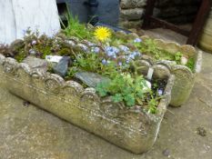 A PAIR OF RECTANGULAR COMPOSITE GARDEN PLANTERS