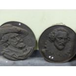 TWO 19th C. CAST IRON RELIEF ROUNDELS DEPICTING WILLIAM SHAKESPERE AND PAUL PETER RUBENS. Dia.