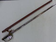 A GEORGE V WILKINSON ARMY SERVICE CORPS SWORDS AND LEATHER MOUNTED SCABBARD