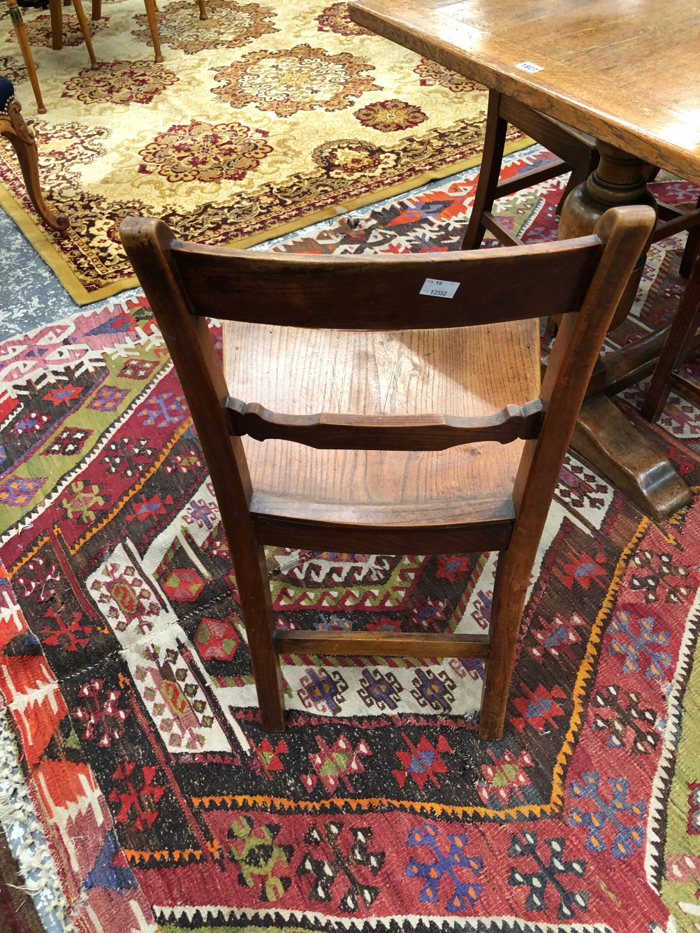 A SET OF SIX 19th. C. ELM CHAIRS, THE BAR BACKS AND TOP RAILS WITH ROSEWOOD BATONS, THE TOP RAILS - Image 2 of 7