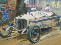 RODNEY DIGGINS ( B 1937) ARR. A 1920s MERCEDES NO. 28 IN A TOWN ROAD RACE OIL ON CANVAS, SIGNED