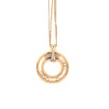 AN 18ct HALLMARKED GOLD HAPPY DIAMONDS, FLOATING DIAMONDS CHOPARD PENDANT.